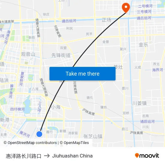 惠泽路长川路口 to Jiuhuashan China map