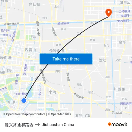 源兴路通和路西 to Jiuhuashan China map