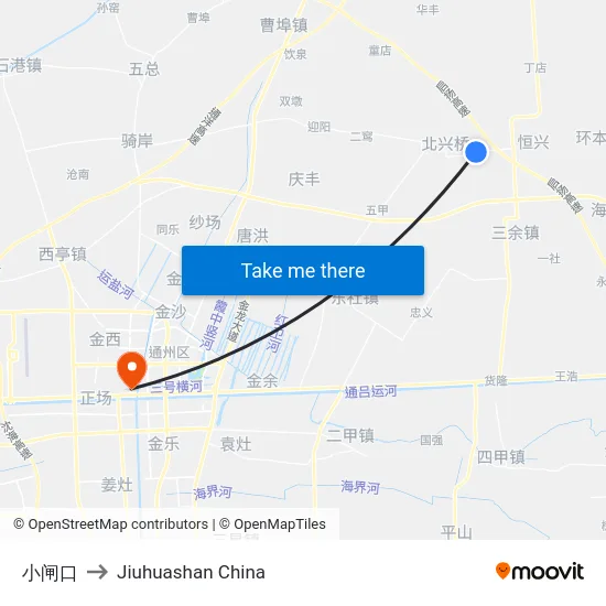小闸口 to Jiuhuashan China map