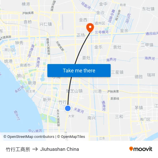 竹行工商所 to Jiuhuashan China map