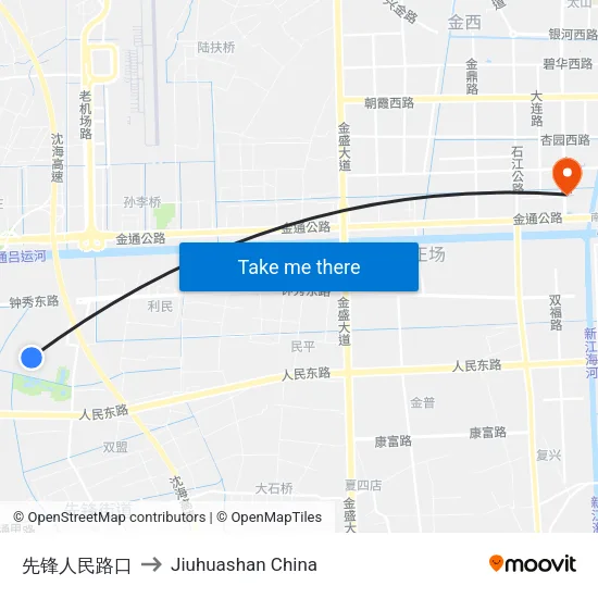 先锋人民路口 to Jiuhuashan China map