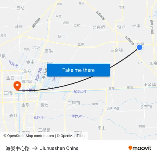 海晏中心路 to Jiuhuashan China map