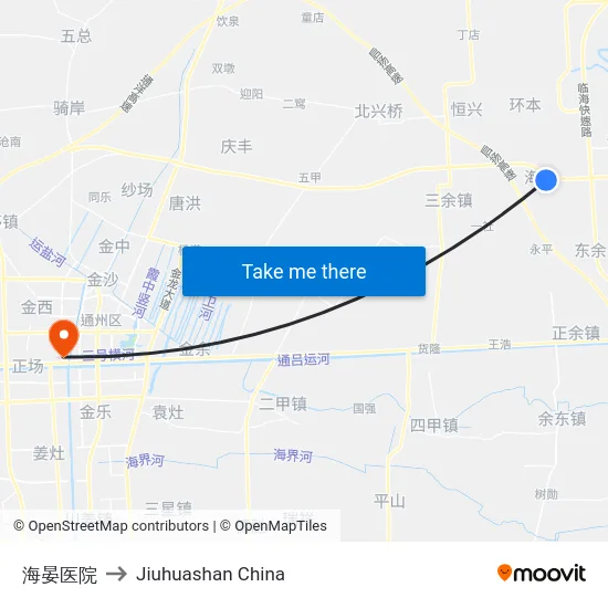 海晏医院 to Jiuhuashan China map
