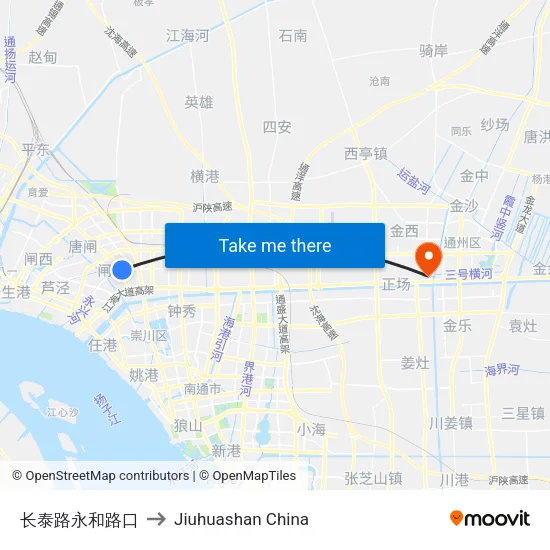 长泰路永和路口 to Jiuhuashan China map
