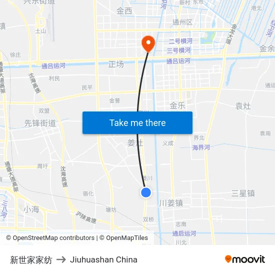 新世家家纺 to Jiuhuashan China map
