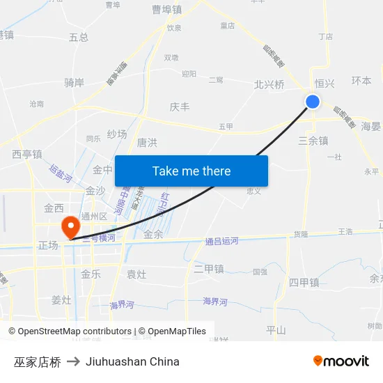 巫家店桥 to Jiuhuashan China map
