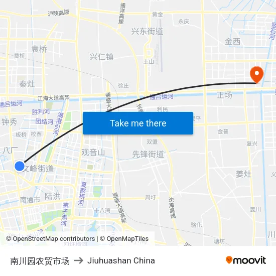 南川园农贸市场 to Jiuhuashan China map