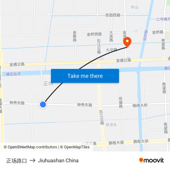 正场路口 to Jiuhuashan China map