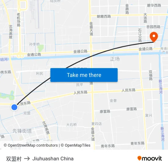 双盟村 to Jiuhuashan China map