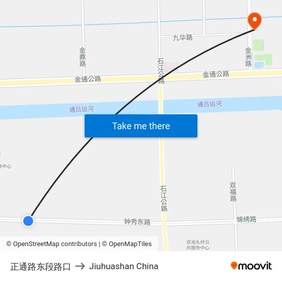 正通路东段路口 to Jiuhuashan China map