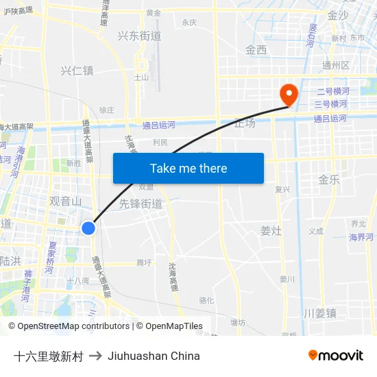 十六里墩新村 to Jiuhuashan China map