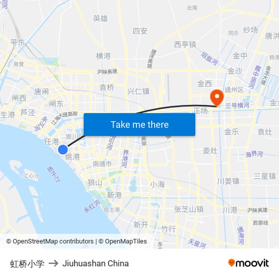 虹桥小学 to Jiuhuashan China map