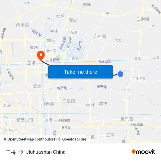 二桥 to Jiuhuashan China map