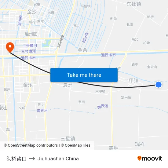 头桥路口 to Jiuhuashan China map