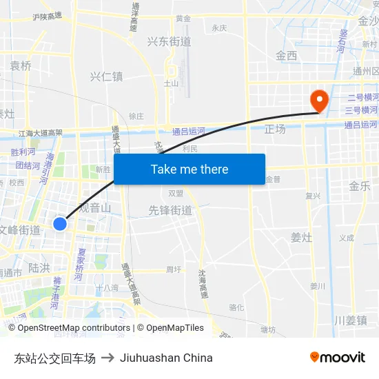 东站公交回车场 to Jiuhuashan China map