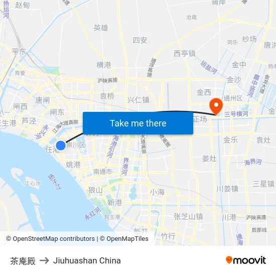 茶庵殿 to Jiuhuashan China map