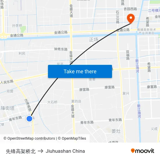先锋高架桥北 to Jiuhuashan China map