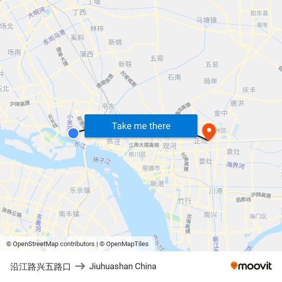 沿江路兴五路口 to Jiuhuashan China map