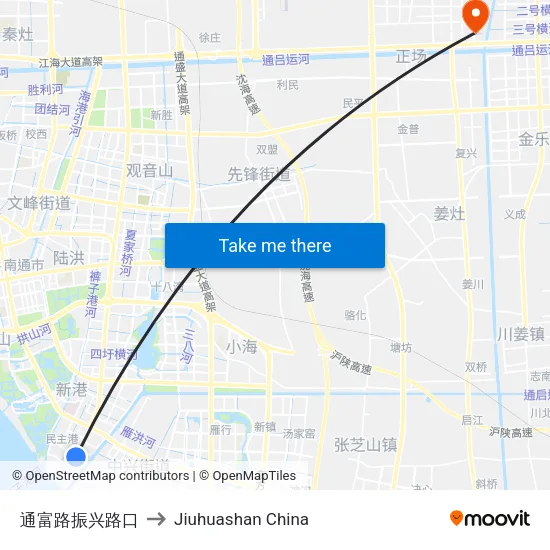 通富路振兴路口 to Jiuhuashan China map