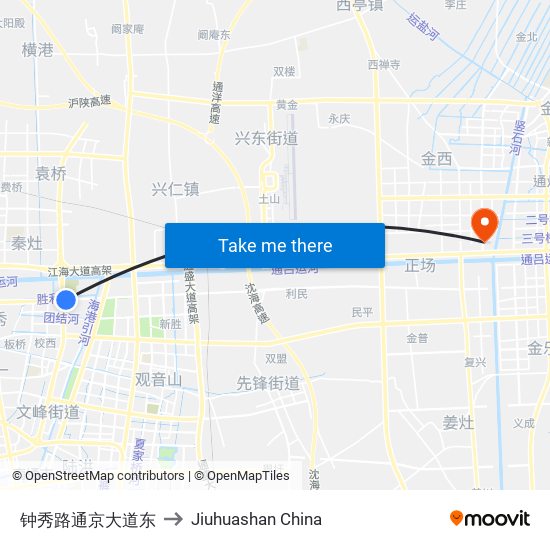 钟秀路通京大道东 to Jiuhuashan China map