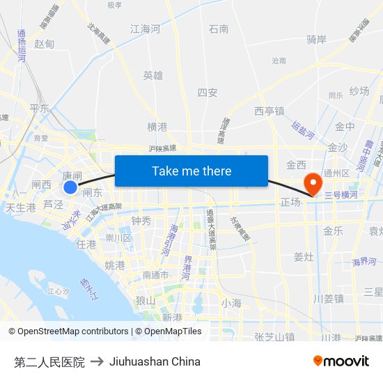 第二人民医院 to Jiuhuashan China map