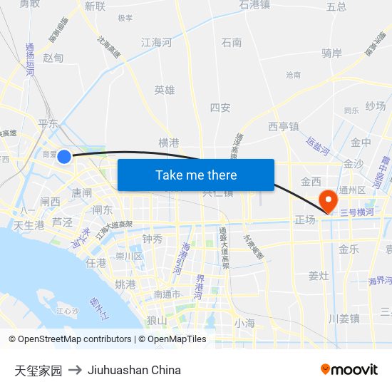 天玺家园 to Jiuhuashan China map