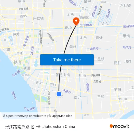 张江路南兴路北 to Jiuhuashan China map