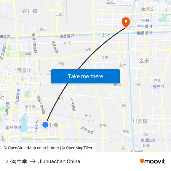 小海中学 to Jiuhuashan China map