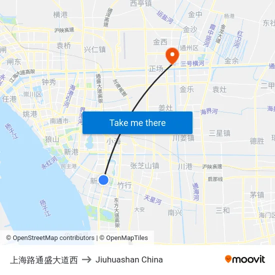 上海路通盛大道西 to Jiuhuashan China map