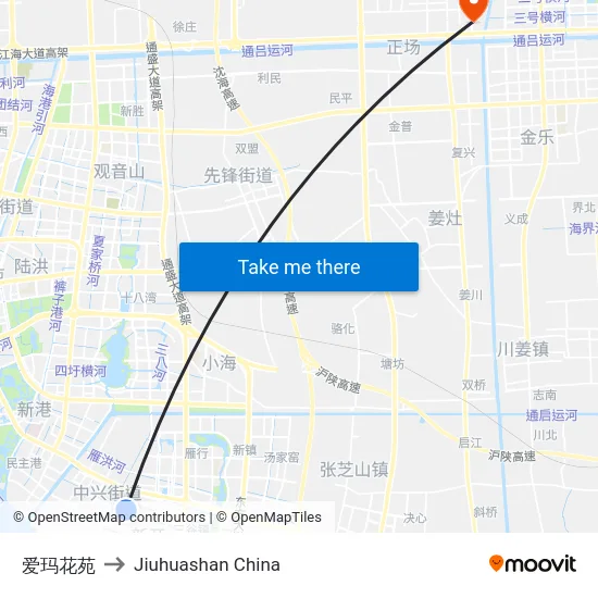爱玛花苑 to Jiuhuashan China map