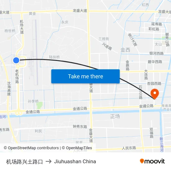 机场路兴土路口 to Jiuhuashan China map