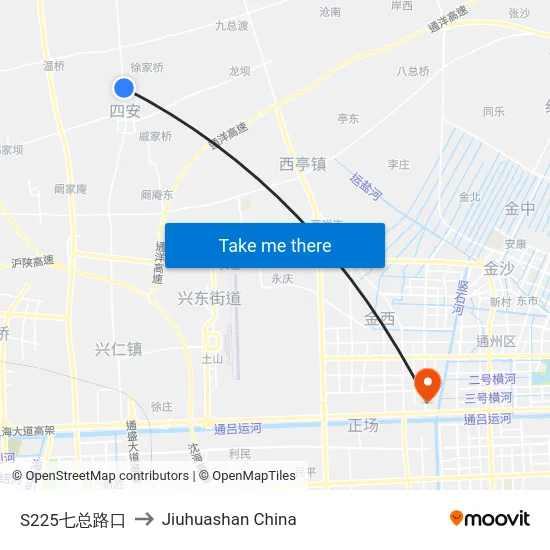 S225七总路口 to Jiuhuashan China map