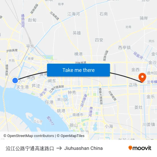沿江公路宁通高速路口 to Jiuhuashan China map