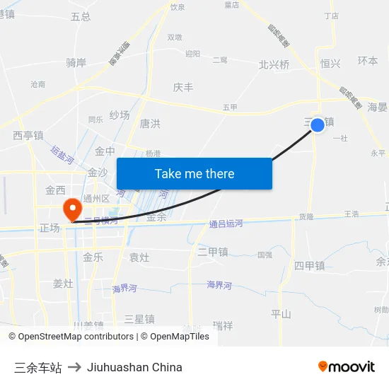三余车站 to Jiuhuashan China map
