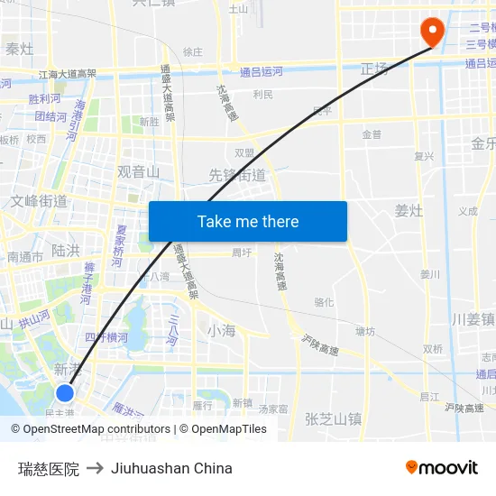 瑞慈医院 to Jiuhuashan China map
