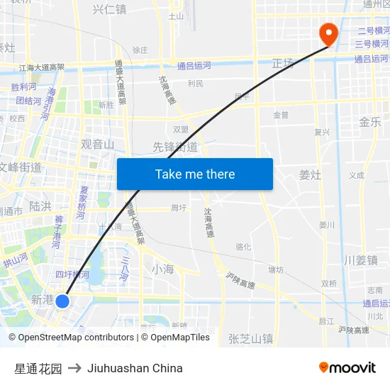 星通花园 to Jiuhuashan China map