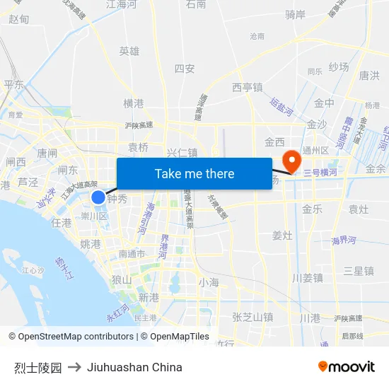 烈士陵园 to Jiuhuashan China map