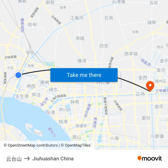 云台山 to Jiuhuashan China map