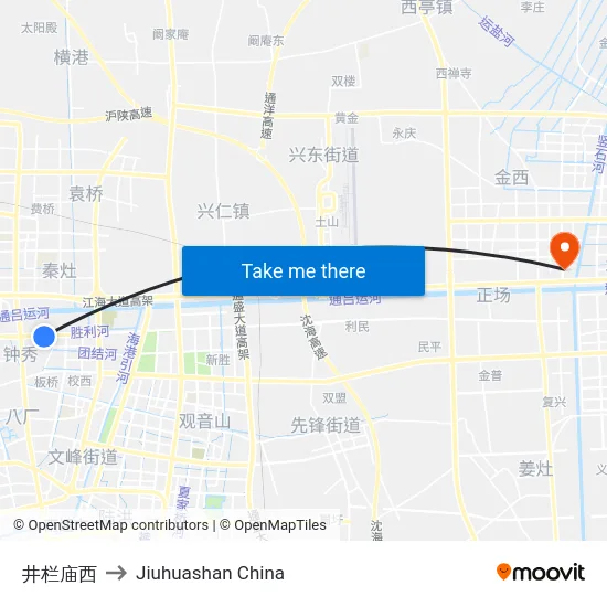 井栏庙西 to Jiuhuashan China map