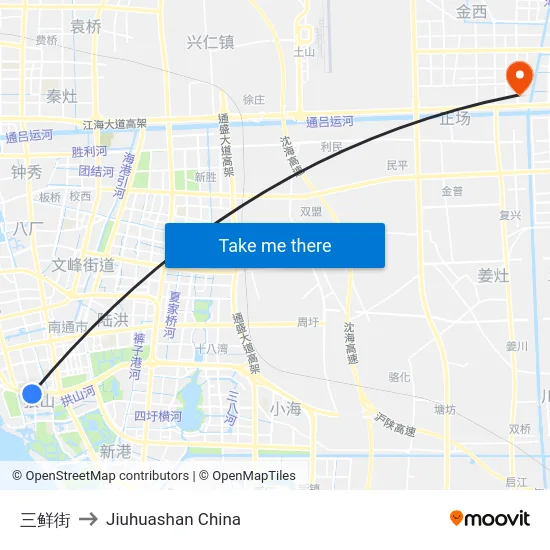 三鲜街 to Jiuhuashan China map
