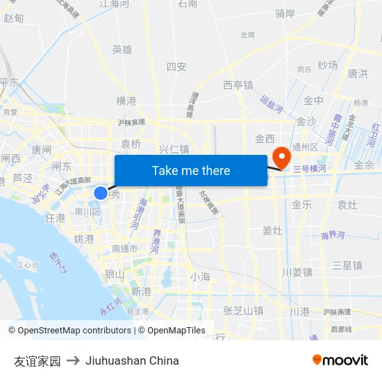 友谊家园 to Jiuhuashan China map