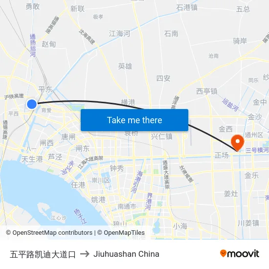 五平路凯迪大道口 to Jiuhuashan China map