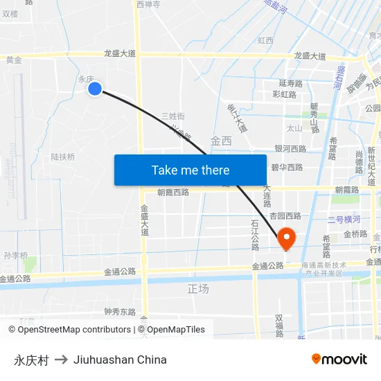 永庆村 to Jiuhuashan China map