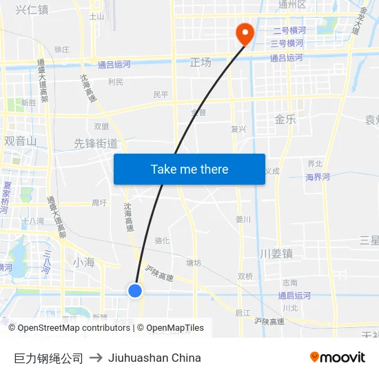 巨力钢绳公司 to Jiuhuashan China map