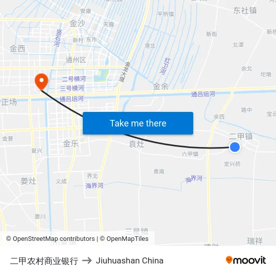 二甲农村商业银行 to Jiuhuashan China map