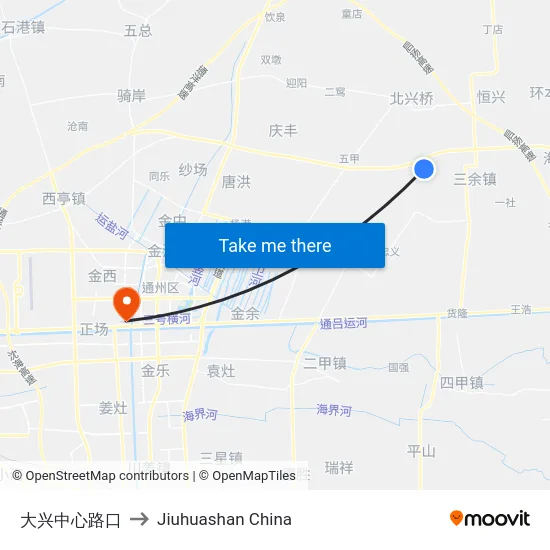 大兴中心路口 to Jiuhuashan China map