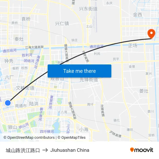城山路洪江路口 to Jiuhuashan China map