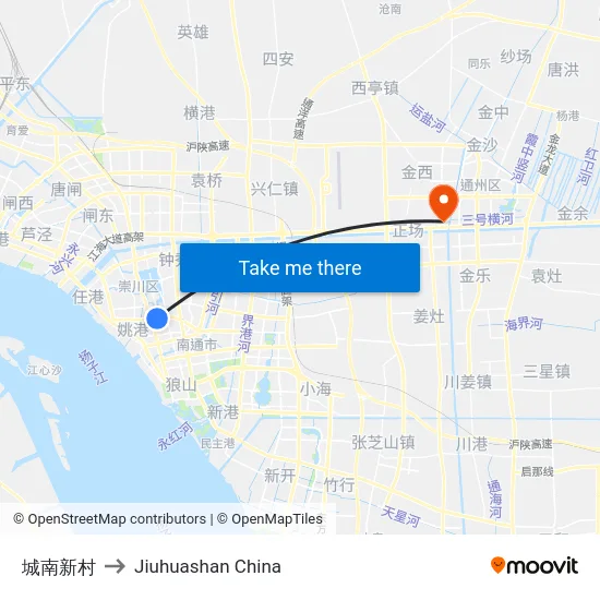 城南新村 to Jiuhuashan China map
