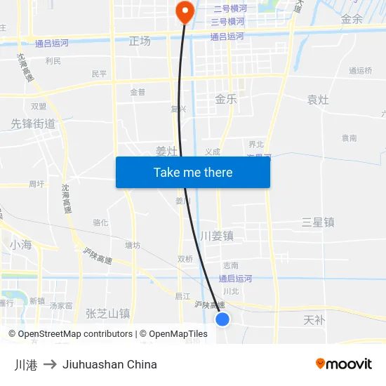 川港 to Jiuhuashan China map