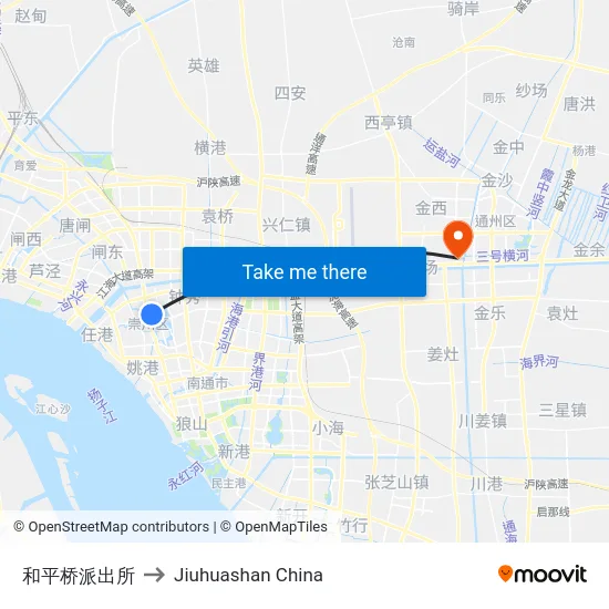 和平桥派出所 to Jiuhuashan China map